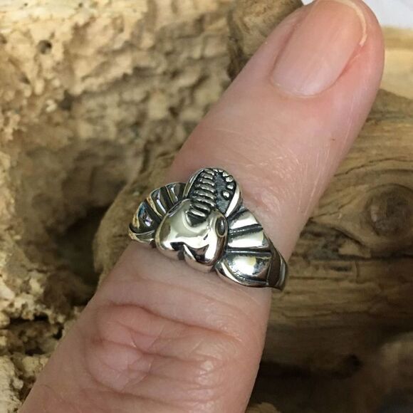 Sterling Silver Elephant Head Toe Ring Midi Ring Pinky Ring Boho Ring - Picture 3 of 5